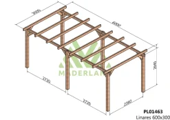 MADERLAND - Pergola en bois autoportante - modèle linares - 600 x 300 cm