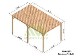 MADERLAND - Pergola en bois toulouse avec toit semi-ouvert 500 x 300 cm