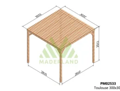 MADERLAND - Pergola en bois toulouse avec toit semi-ouvert 300 x 300 cm