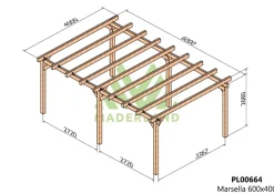 MADERLAND - Pergola en bois autoportante - modèle marsella - 600 x 400 cm