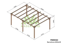 MADERLAND - Pergola en bois autoportante - modèle barcelona - 600 x 420 cm