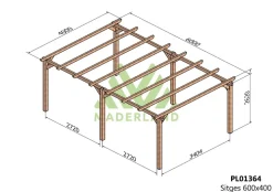MADERLAND - Pergola en bois autoportante - modèle sitges - 600 x 400 cm