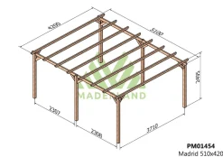 MADERLAND - Pergola en bois autoportante - modèle madrid - 510 x 420 cm