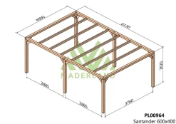 MADERLAND - Pergola en bois autoportante - modèle santander - 600 x 400 cm