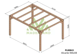 MADERLAND - Pergola en bois autoportante - modèle alicante - 400 x 300 cm