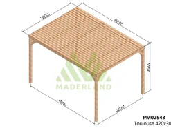 MADERLAND - Pergola en bois toulouse avec toit semi-ouvert 400 x 300 cm