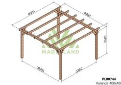 MADERLAND - Pergola en bois autoportante - modèle valencia - 400 x 400 cm