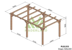 MADERLAND - Pergola en bois autoportante - modèle sitges - 500 x 300 cm