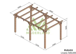 MADERLAND - Pergola en bois autoportante - modèle linares - 500 x 300 cm
