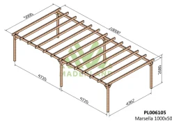 MADERLAND - Pergola en bois autoportante - modèle marsella - 1000 x 500 cm