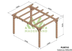 MADERLAND - Pergola en bois autoportante - modèle valencia - 400 x 300 cm