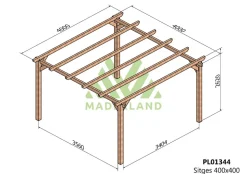 MADERLAND - Pergola en bois autoportante - modèle sitges - 400 x 400 cm