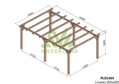 MADERLAND - Pergola en bois autoportante - modèle linares - 600 x 400 cm