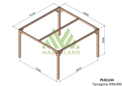 MADERLAND - Pergola en bois autoportante - modèle tarragona - 400 x 400 cm