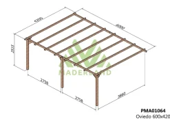 MADERLAND - Pergola en bois adossée - modèle oviedo - 600 x 420 cm