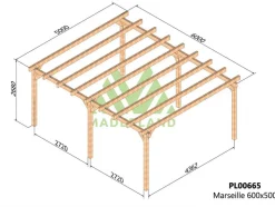 MADERLAND - Pergola en bois lamellé-collé marseille 600 x 500 cm