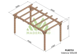 MADERLAND - Pergola en bois autoportante - modèle valencia - 500 x 300 cm
