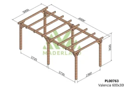 MADERLAND - Pergola en bois autoportante - modèle valencia - 600 x 300 cm