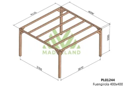 MADERLAND - Pergola en bois autoportante - modèle fuengirola - 400 x 400 cm