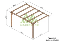 MADERLAND - Pergola en bois adossée - modèle narbonne - 420 x 300 cm