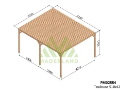 MADERLAND - Pergola en bois toulouse avec toit semi-ouvert 500 x 400 cm-