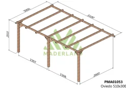 MADERLAND - Pergola en bois adossée - modèle oviedo - 510 x 300 cm