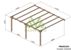 MADERLAND - Pergola en bois adossée - modèle oviedo - 510 x 420 cm