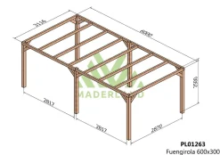 MADERLAND - Pergola en bois autoportante - modèle fuengirola - 600 x 300 cm