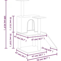 MAISON EXCLUSIVE - Arbre à chat avec griffoirs en sisal crème 109 cm