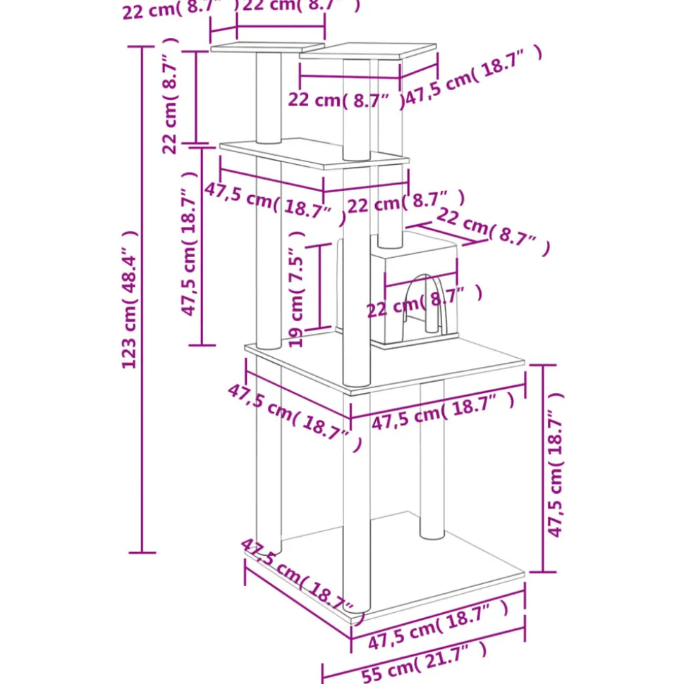 MAISON EXCLUSIVE - Arbre à chat avec griffoirs en sisal crème 123 cm