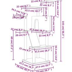 MAISON EXCLUSIVE - Arbre à chat avec griffoirs en sisal crème 143 cm