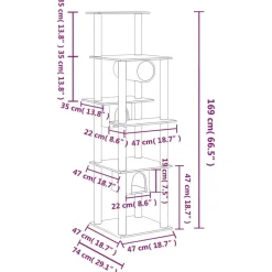 MAISON EXCLUSIVE - Arbre à chat avec griffoirs en sisal gris clair 169 cm
