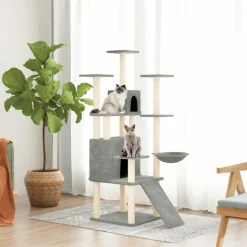 MAISON EXCLUSIVE - Arbre à chat avec griffoirs en sisal gris clair 154 cm