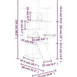 MAISON EXCLUSIVE - Arbre à chat avec griffoirs en sisal gris clair 154 cm
