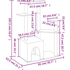 MAISON EXCLUSIVE - Arbre à chat avec griffoirs en sisal crème 107,5 cm