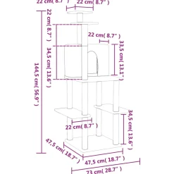 MAISON EXCLUSIVE - Arbre à chat avec griffoirs en sisal crème 144,5 cm