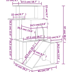 MAISON EXCLUSIVE - Arbre à chat avec griffoirs en sisal crème 97 cm