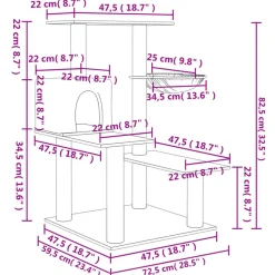 MAISON EXCLUSIVE - Arbre à chat avec griffoirs en sisal crème 82,5 cm