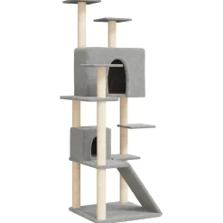 MAISON EXCLUSIVE - Arbre à chat avec griffoirs en sisal gris clair 153 cm