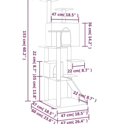 MAISON EXCLUSIVE - Arbre à chat avec griffoirs en sisal gris clair 153 cm