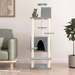 MAISON EXCLUSIVE - Arbre à chat avec griffoirs en sisal gris clair 154 cm