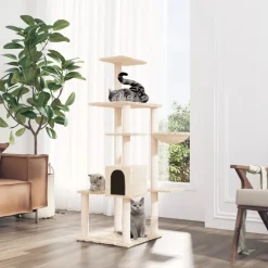 MAISON EXCLUSIVE - Arbre à chat avec griffoirs en sisal crème 142 cm