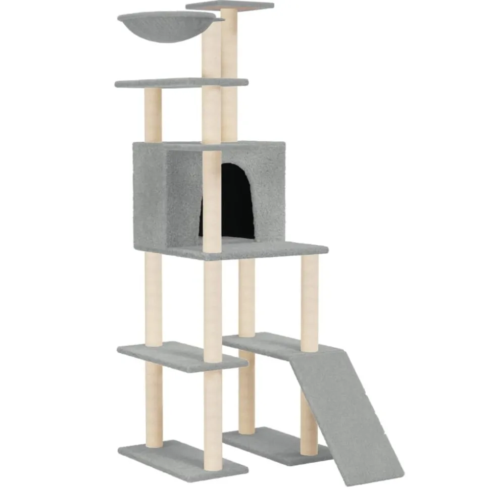 MAISON EXCLUSIVE - Arbre à chat avec griffoirs en sisal gris clair 166 cm