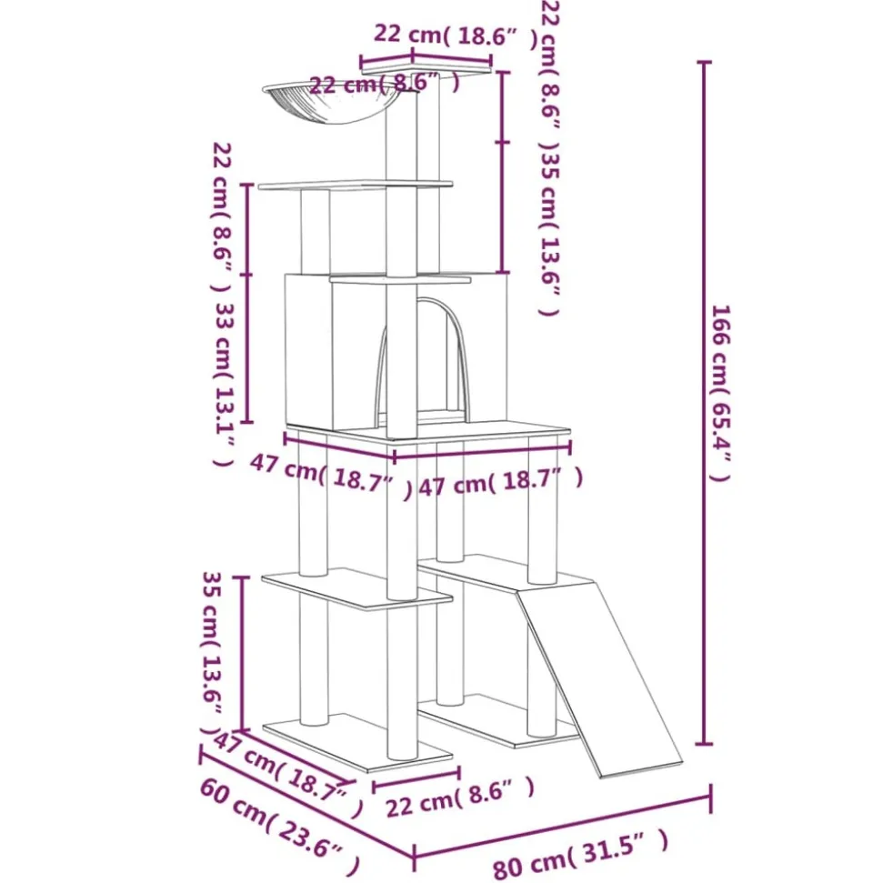 MAISON EXCLUSIVE - Arbre à chat avec griffoirs en sisal gris clair 166 cm