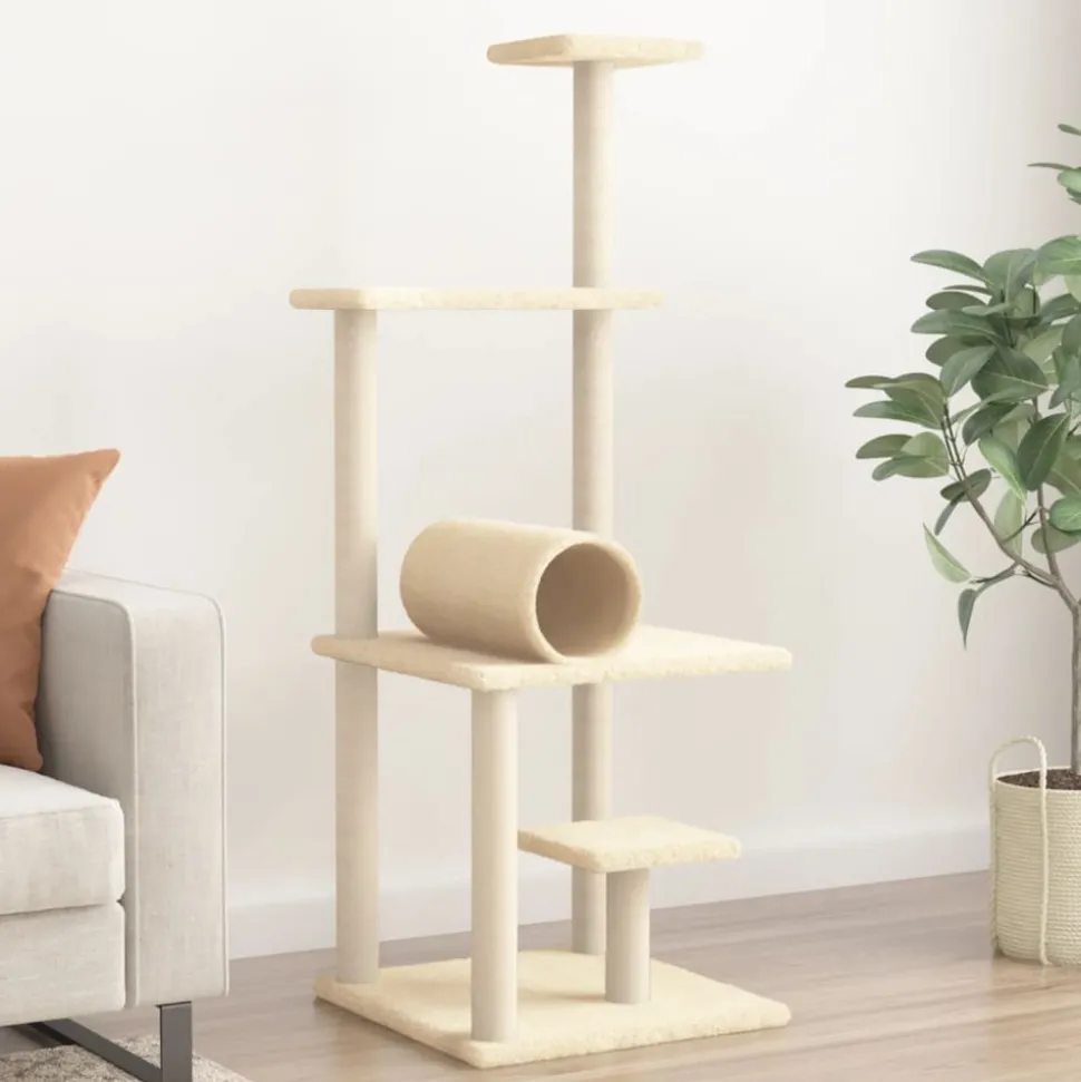 MAISON EXCLUSIVE - Arbre à chat avec griffoirs en sisal crème 136 cm