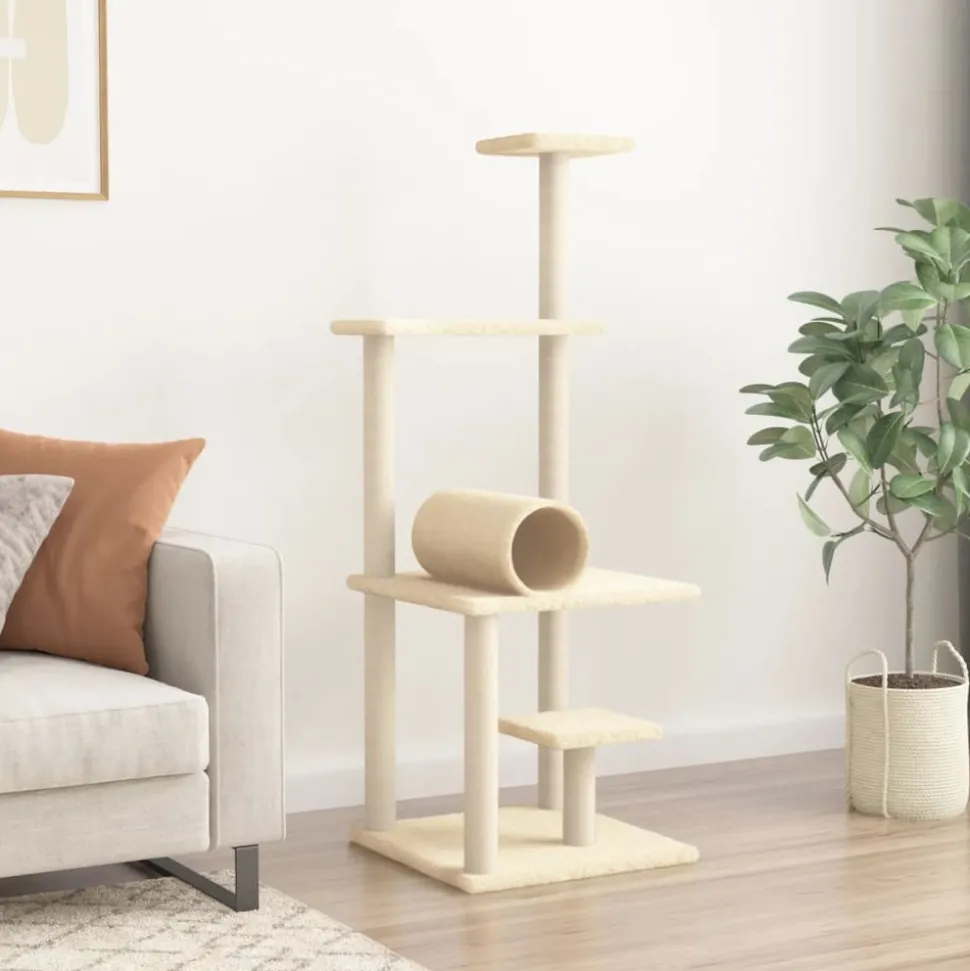 MAISON EXCLUSIVE - Arbre à chat avec griffoirs en sisal crème 136 cm