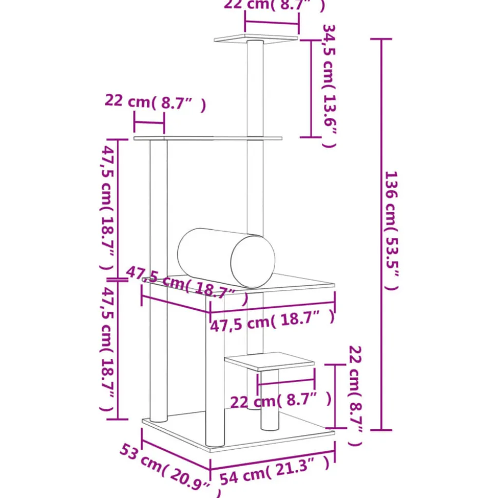 MAISON EXCLUSIVE - Arbre à chat avec griffoirs en sisal crème 136 cm