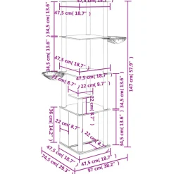 MAISON EXCLUSIVE - Arbre à chat avec griffoirs en sisal gris clair 147 cm