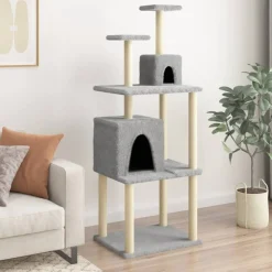 MAISON EXCLUSIVE - Arbre à chat avec griffoirs en sisal gris clair 167 cm