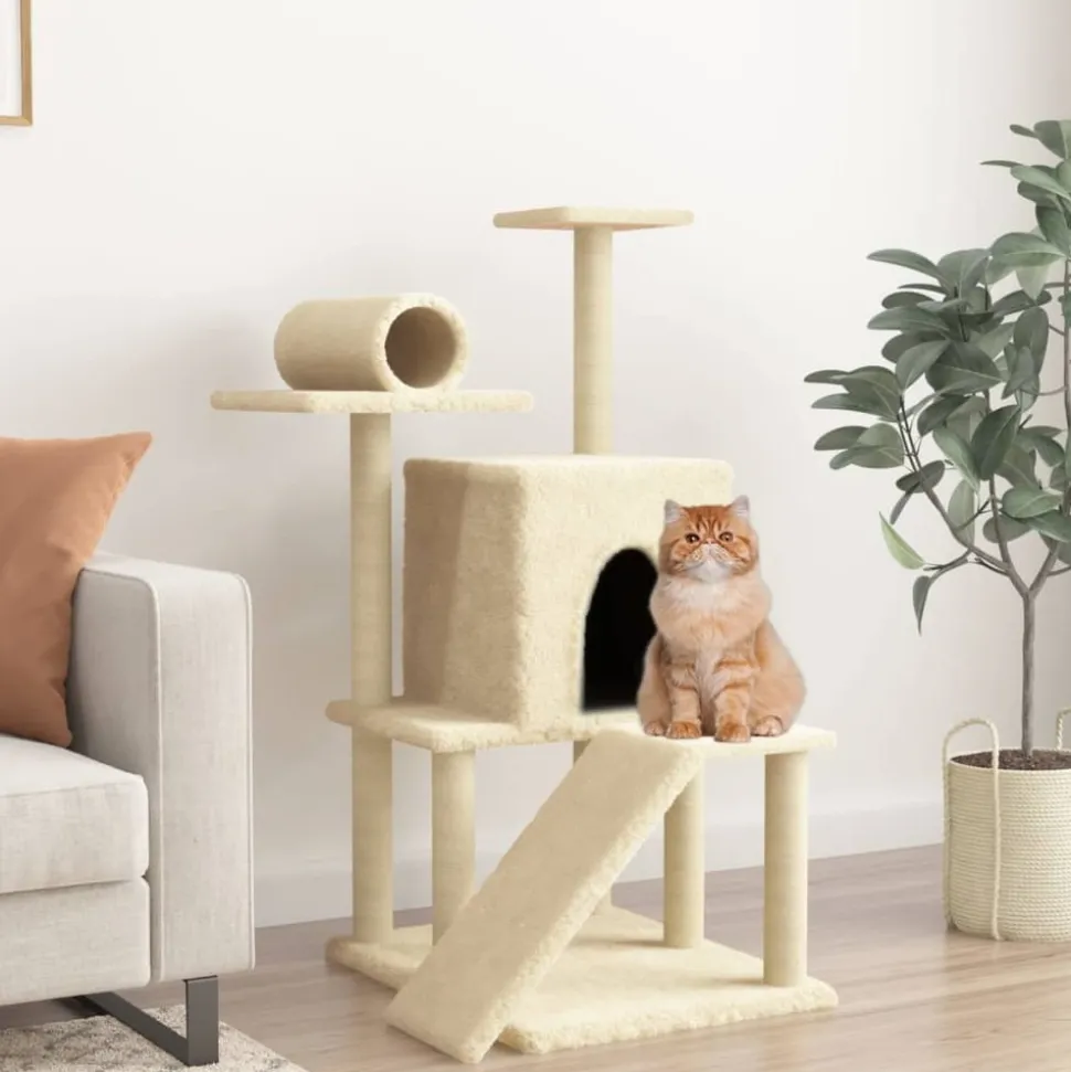 MAISON EXCLUSIVE - Arbre à chat avec griffoirs en sisal crème 110,5 cm